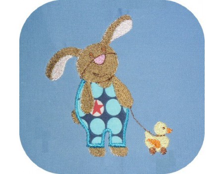 Instant download machine embroidery rabbit and duck