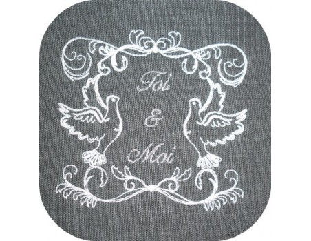 Motif de broderie machine cadre colombe