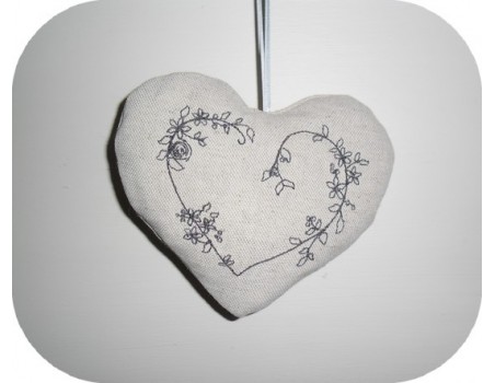Instant download machine embroidery heart flower