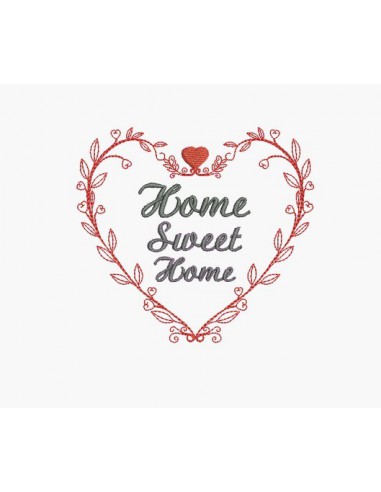 Motif de broderie machine coeur home sweet home