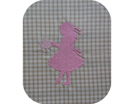 Instant download machine embroidery girl serving tea