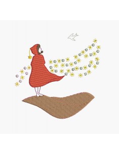 Instant download machine embroidery girl doing cutting