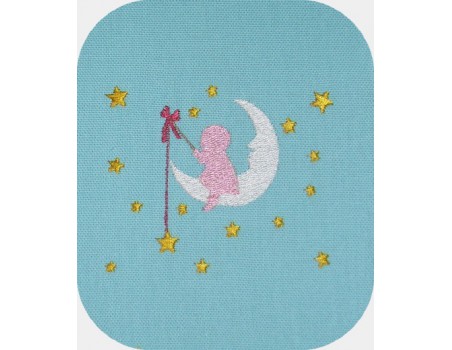 Motif de broderie machine bébé sur la lune