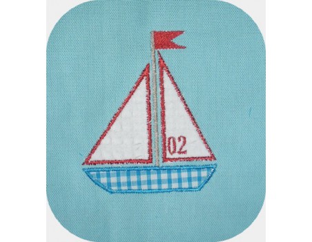 Motif de broderie machine voilier appliqué