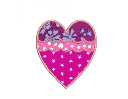 Motif de broderie machine coeur triple appliqués