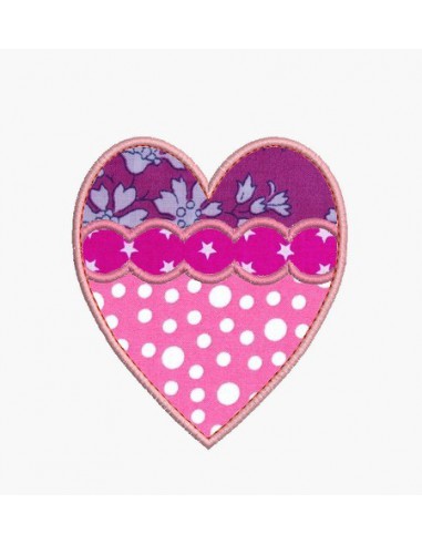 Motif de broderie machine appliqué coeur triple