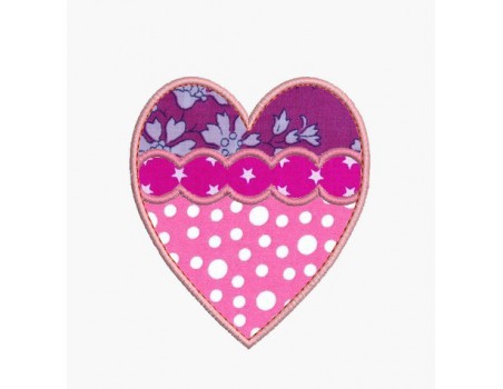 Motif de broderie machine appliqué coeur triple