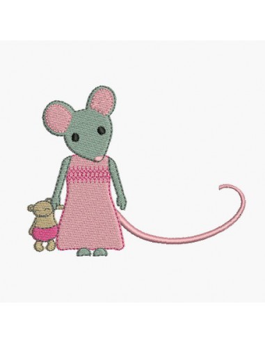 Motif de broderie machine souris avec son doudou