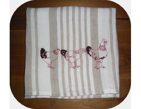 Motif de broderie machine poule 