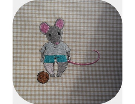 Motif de broderie machine souris avec son ballon