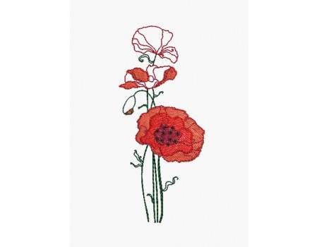 Motif de broderie machine coquelicot