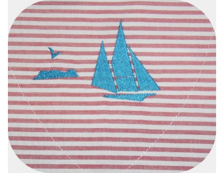 Instant download machine embroidery sailboat with a seagull