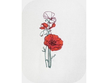 Instant download machine embroidery poppy flower
