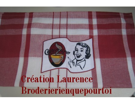 Motif de broderie visage femme rétro