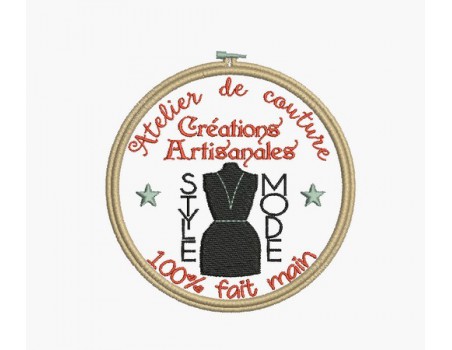 Motif de broderie machine atelier de couture mannequin