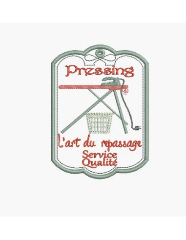 Motif de broderie machine étiquette pressing