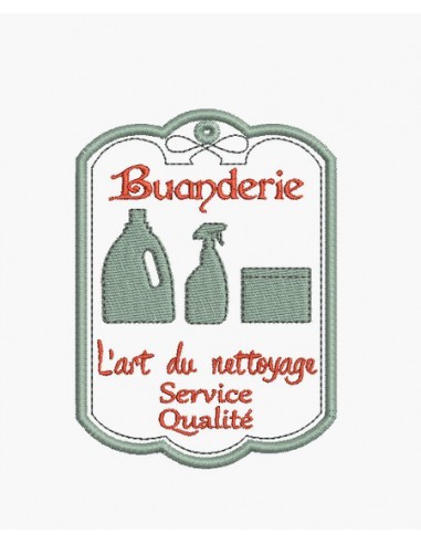 Motif de broderie machine étiquette buanderie