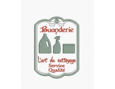 Motif de broderie machine étiquette buanderie