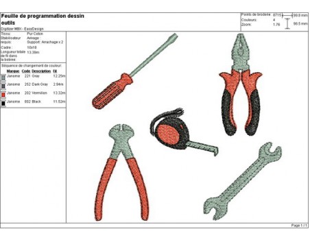 Motif de broderie machine outils