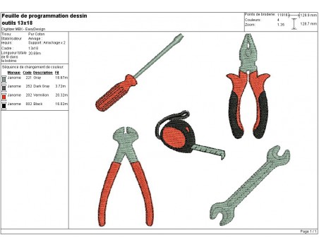 Motif de broderie machine outils