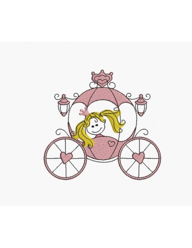 Instant download machine embroidery girl walking his bears in a carriage
