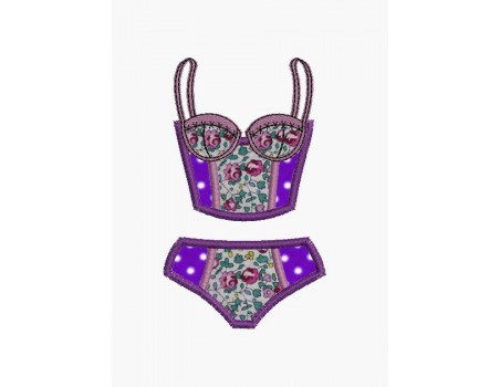 Instant download machine embroidery lingerie set panties and bra