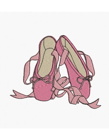 Instant download machine embroidery redwork ballet shoes