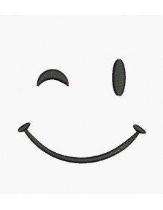 Motif de broderie machine smiley clin d'oeil