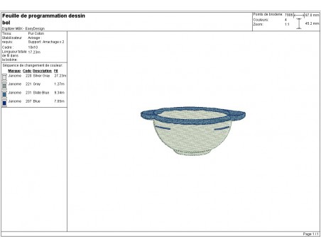 Instant download machine embroidery Breton bowl