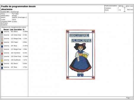 Motif de broderie machine biscuiterie Alsacienne