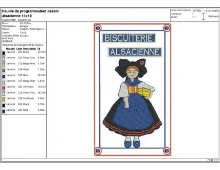 Motif de broderie machine biscuiterie Alsacienne