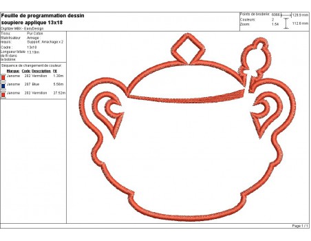 Instant download machine embroidery tureen