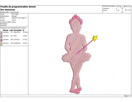 Instant download machine embroidery dancer dressed as a fairy