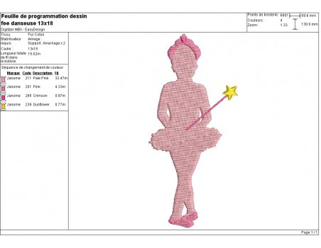 Instant download machine embroidery dancer dressed as a fairy