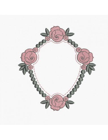 Instant download machine embroidery design Frame medallion roses