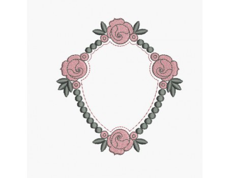 Instant download machine embroidery design Frame medallion roses