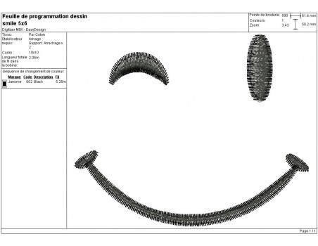 Motif de broderie machine smiley clin d'oeil