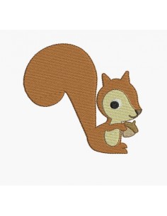 Motif de broderie machine écureuil avec sa noisette