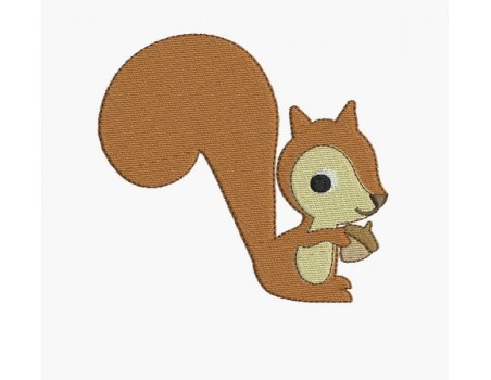 Motif de broderie machine écureuil avec sa noisette
