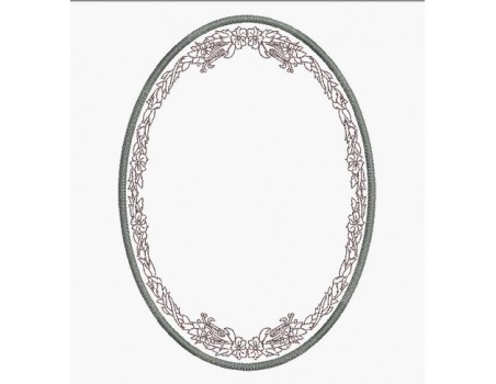 Instant download machine embroidery design applique oval frame garland of flowers