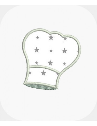 Instant download machine embroidery design applique toque chef