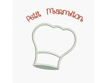 Instant download machine embroidery design applique toque chef