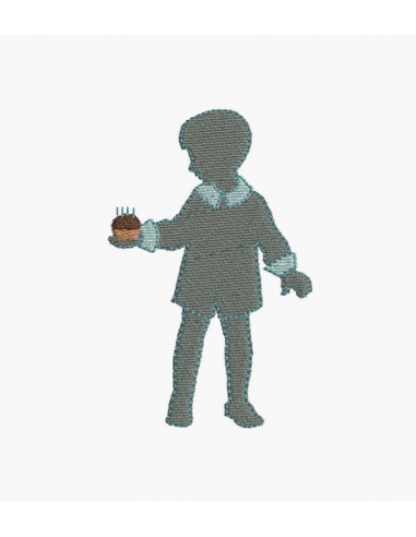 Instant download machine embroidery design boy with cake birthday