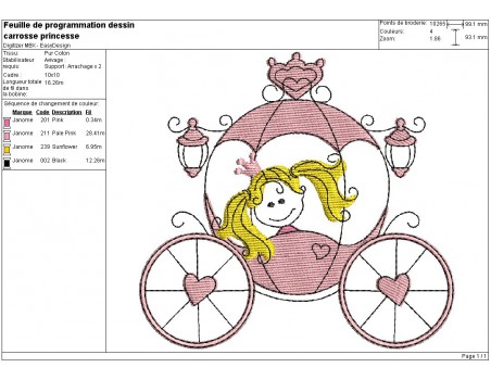 Instant download machine embroidery princess carriage
