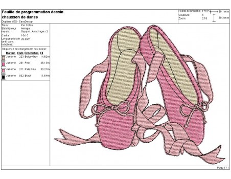 Instant download machine embroidery ballet shoes
