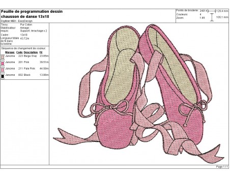Instant download machine embroidery ballet shoes