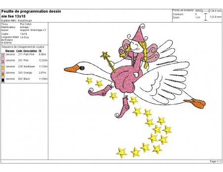 Instant download machine embroidery Fairy stars on his flying goose