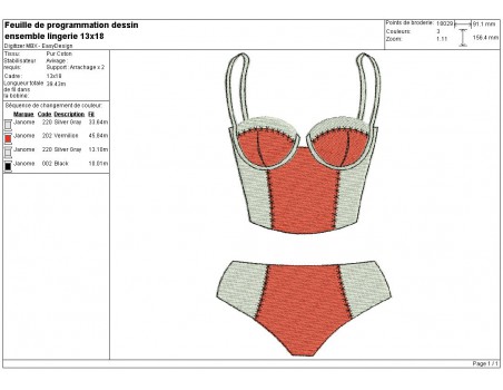 Instant download machine embroidery lingerie set panties and bra