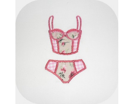 Instant download machine embroidery applique  lingerie set panties and bra