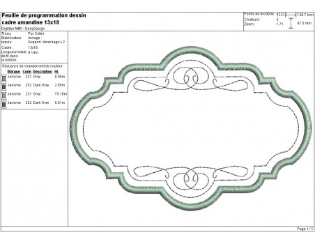 Instant download machine embroidery design Frame Amandine